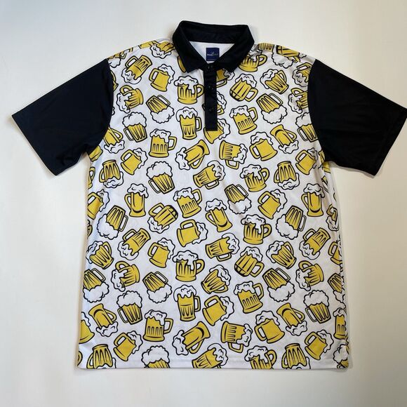 ReadyGOLF “Beer Me” Pattern Golf Polo Shirt Men's Performance Size XL - Picture 3 of 9